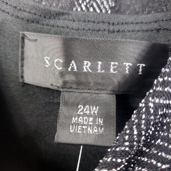 Scarlett Women's 24W Black Silver Textured Knee Length Sleeveless Dress Gown - Picture 12 of 13